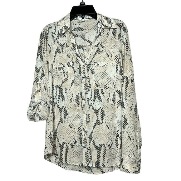 Express The Portofino Snake Skin Print Button Down Classic Shirt Size XS - Picture 1 of 10